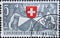 Switzerland - Circa 1951 : a postage stamp printed in the swiss showing the coat of arms of Zurich with lions as heraldic animals.