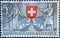 Switzerland - Circa 1953 : a postage stamp printed in the swiss showing the historical Bernese coat of arms with bear and ancient