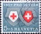 Switzerland - Circa 1957 : a postage stamp printed in the swiss showing the coat of arms of Switzerland and the red cross. Federal