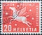 Switzerland - Circa 1957 : a postage stamp printed in the swiss showing a Horse with Wings the Pegasus Sculpture by the Universal