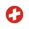 Switzerland circle flag icon. Waving Swiss symbol. Vector illustration.