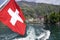 Switzerland flag boat