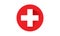 Switzerland flag button with long shadow on white background ,illustration, textured background, Symbols of Switzerland