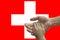Switzerland flag, intergration of a multicultural group of young people