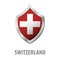 Switzerland flag on metal shiny shield illustration.