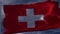 Switzerland flag waving in the wind. Realistic flag background. Thundercloud background