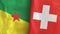 Switzerland and French Guiana two flags textile cloth 3D rendering