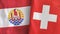 Switzerland and French Polynesia two flags textile cloth 3D rendering
