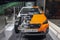 Switzerland; Geneva; March 8, 2018; The cross section of metallic orange Subaru XV front; The 88th International Motor Show in Ge
