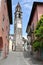 Switzerland: The historic clock tower in Ascona City at Lake Maggiore