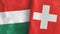 Switzerland and Hungary two flags textile cloth 3D rendering