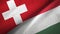 Switzerland and Hungary two flags textile cloth, fabric texture