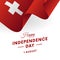 Switzerland Independence Day. 1 August. Waving flag in heart. Vector.