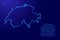 Switzerland map from the contour blue brush lines different thickness and glowing stars on dark background. Vector illustration