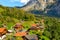 Switzerland mountains, wooden houses in Grindelwald in Swiss Alps
