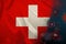 Switzerland national flag  background with coronavirus  tourism concept  state border quarantine measures  vaccination