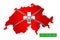 Switzerland Shutdown Chain and padlock Lock Down, With Switzerland Flag. 3D illustration