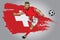 Switzerland soccer player with flag as a background