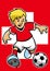 Switzerland soccer player with flag background