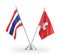Switzerland and Thailand table flags isolated on white 3D rendering