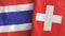 Switzerland and Thailand two flags textile cloth 3D rendering