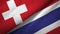 Switzerland and Thailand two flags textile cloth, fabric texture