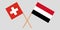 Switzerland and Yemen. The Swiss and Yemeni flags. Official colors. Correct proportion. Vector