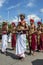 Sword Carriers at attention at the Hikkaduwa perahera on the east coast of Sri Lanka.