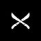 Sword Cross Icon On Black Background. Black Flat Style Vector Illustration