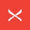 Sword Cross Icon On Red Background. Red Flat Style Vector Illustration