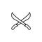 Sword Cross Line Icon In Flat Style Vector For Apps, UI, Websites. Black Icon Vector Illustration