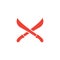 Sword Cross Red Icon On White Background. Red Flat Style Vector Illustration