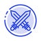 Sword, Fencing, Sports, Weapon Blue Dotted Line Line Icon