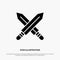 Sword, Fencing, Sports, Weapon Solid Black Glyph Icon