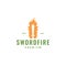 Sword fire flame logo design