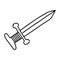 A sword with a handle drawn in the Doodle style.Outline drawing by hand.Cold steel.Dagger.Black and white image.Vector