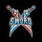 Sword knife war mascot gaming logo design vector template
