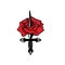 Sword and rose tattoo icon vector