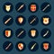 Sword and shield icons set