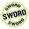 SWORD text on green-black round stamp sign
