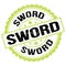 SWORD text on green-black round stamp sign