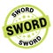 SWORD text written on green-black stamp sign