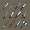 Swords and knives set. Different types. Perfect for game assets
