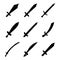 Swords silhouettes set vector icons. isolated objects