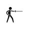 Swordsman black icon, vector sign on isolated background. Swordsman concept symbol, illustration