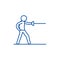 Swordsman line icon concept. Swordsman flat  vector symbol, sign, outline illustration.