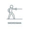 Swordsman vector line icon, linear concept, outline sign, symbol