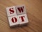 SWOT abbreviation on wooden cubes. Strengths weaknesses opportunities threats. Business startup analysis concept