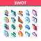 Swot Analysis Strategy Isometric Icons Set Vector