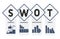 SWOT - strength weaknesses opportunity and threats acronym business concept background.